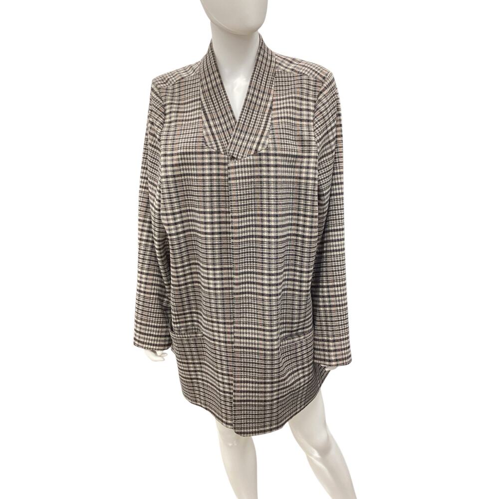 Soft Surroundings Blazer Womens Size2X Open Beautiful Paisley Lining Plaid Shell